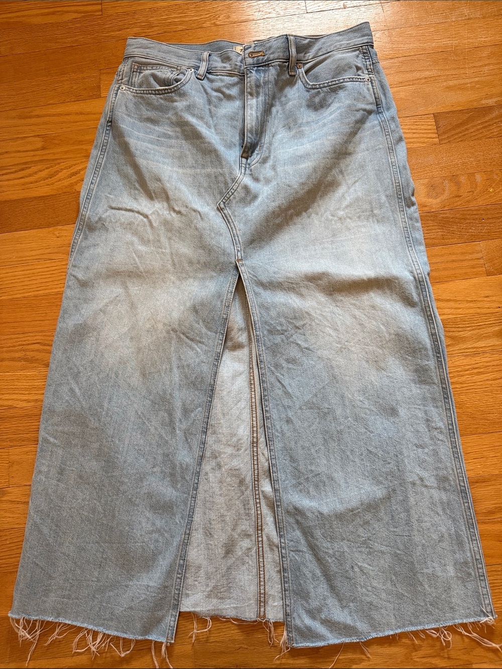 Madewell Light Blue Denim A-Line Maxi Skirt